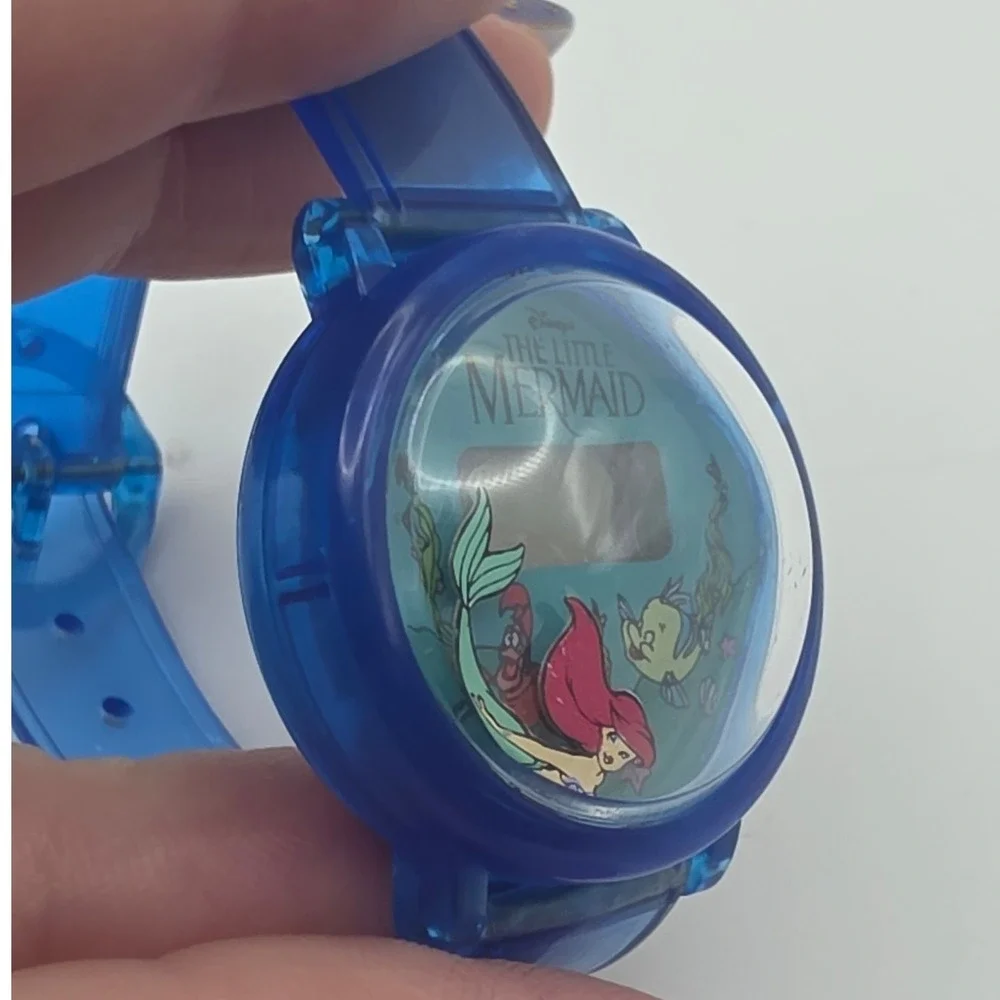 Disney Little Mermaid Watch OS Blue Fair Vintage Digital Ariel Flounder 1990s